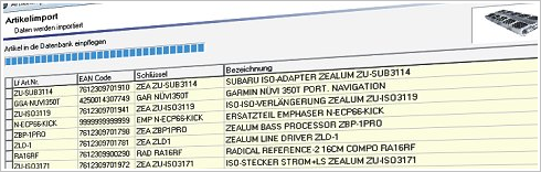 ACR ZENEC Artikelimport